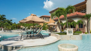 relaxing by the pool